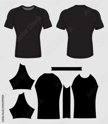 Men Rashguard Mockup with Sewn Pattern Editable Sportswear Template