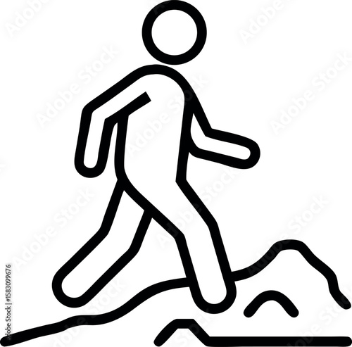 Person walking on uneven terrain icon path gravel
