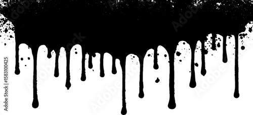 Abstract black paint drips with border style for artistic design