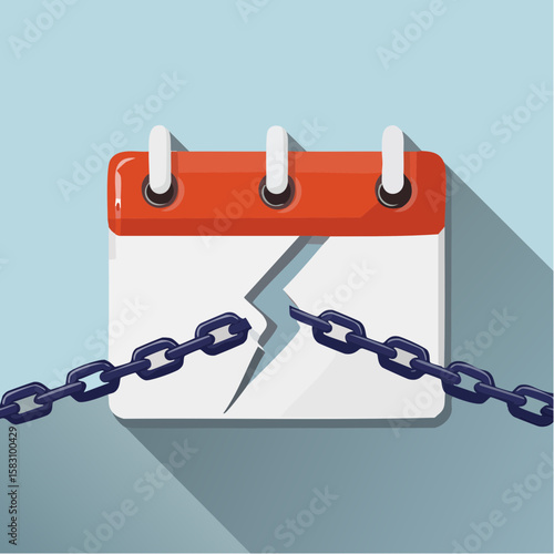 Calendar with broken chain symbolizing habit breaking on a specific date