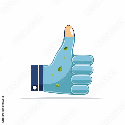 Gardening glove giving thumbs up gesture after working in the garden