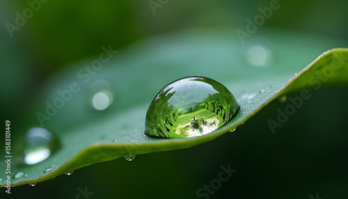 Wallpaper Mural water drop on green leaf Torontodigital.ca