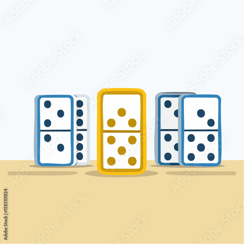 One domino standing against all odds while others have fallen