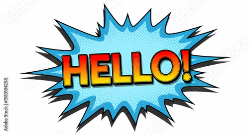 Vibrant Hello Burst Expressive Vector Graphic for Welcoming Messages and Pop Art Designs