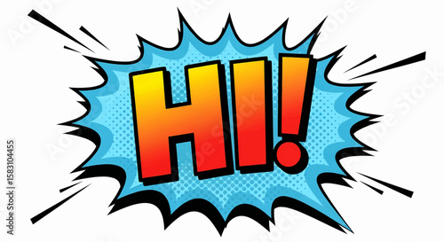 Dynamically Expressive Vector Illustration A Comic-Style 'Hi' Pop Art Bursting with Energy