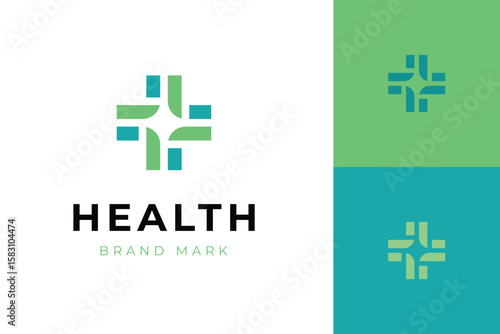 Modern medical cross vector logo icon design for healthcare, hospital, clinic, pharmacy, and wellness branding. Minimalist line art style for professional medical brand identity.