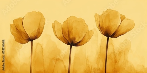 Soft Yellow Watercolor Floral Symphony, Gentle Botanical Decor for Beautiful Backgrounds and Designs