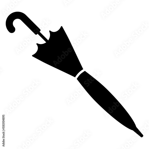 Icono silueta de paraguas cerrado
