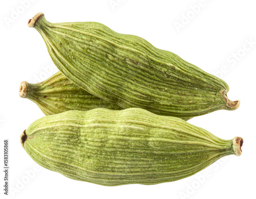 Wallpaper Mural Close up of three green cardamom pods isolated on a transparent background, highlighting their texture and details Torontodigital.ca