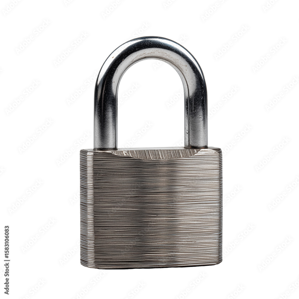 Fototapeta premium Metal padlock isolated on transparent background png 