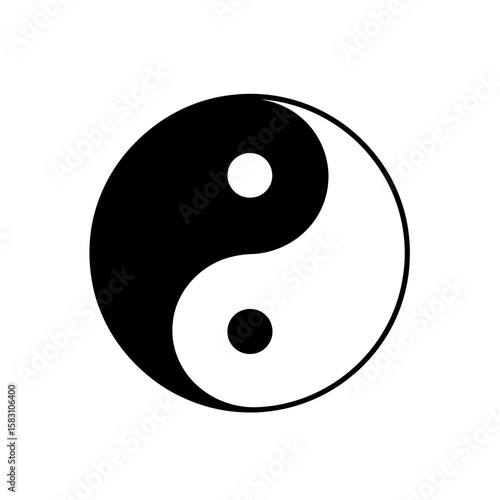 Vector art of the yin yang symbol representing balance and harmony isolated on white background