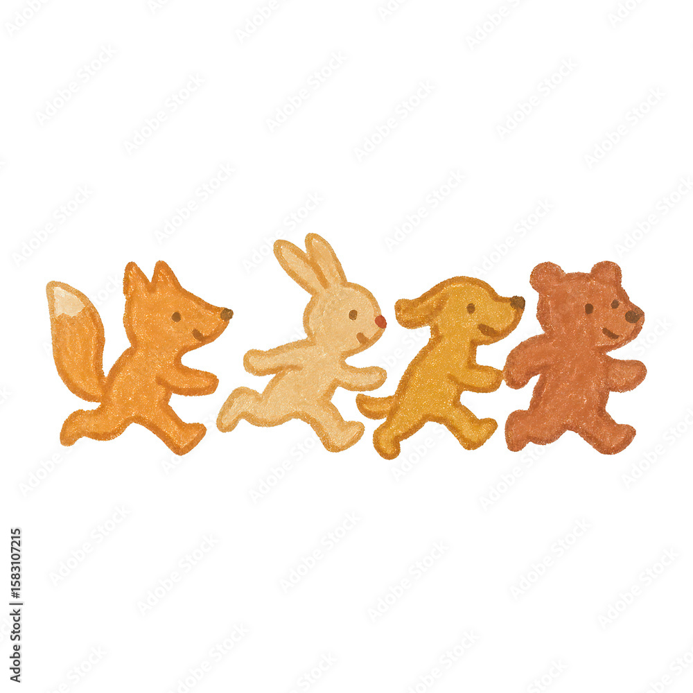 Obraz premium PNG Cute animal friends running