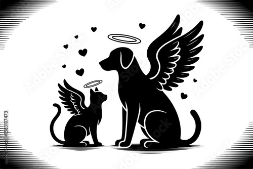  Cat and Dog Pet Memorial Silhouette 