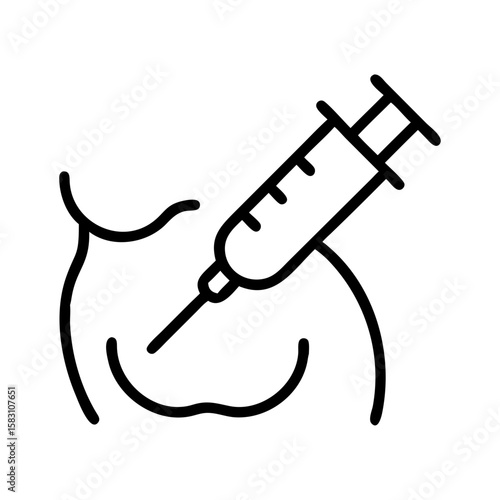  Breast injection icon in outline style for cosmetic procedure