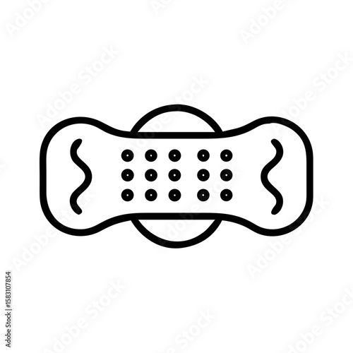 Outline sanitary pad icon in black line style