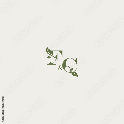 organic leaf logo FC luxury wedding monogram design bold initial concept letter