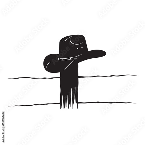 Cowboy hat resting on wooden fence depicting western and american countryside imagery