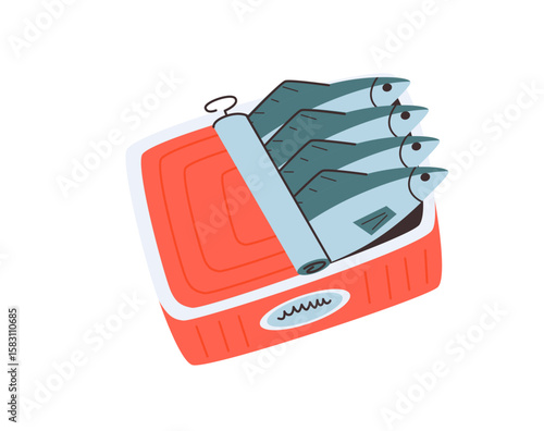 Sea food artwork. Canned fish artwork. Sardines fish artwork for t shirt print, poster, sticker and other uses.