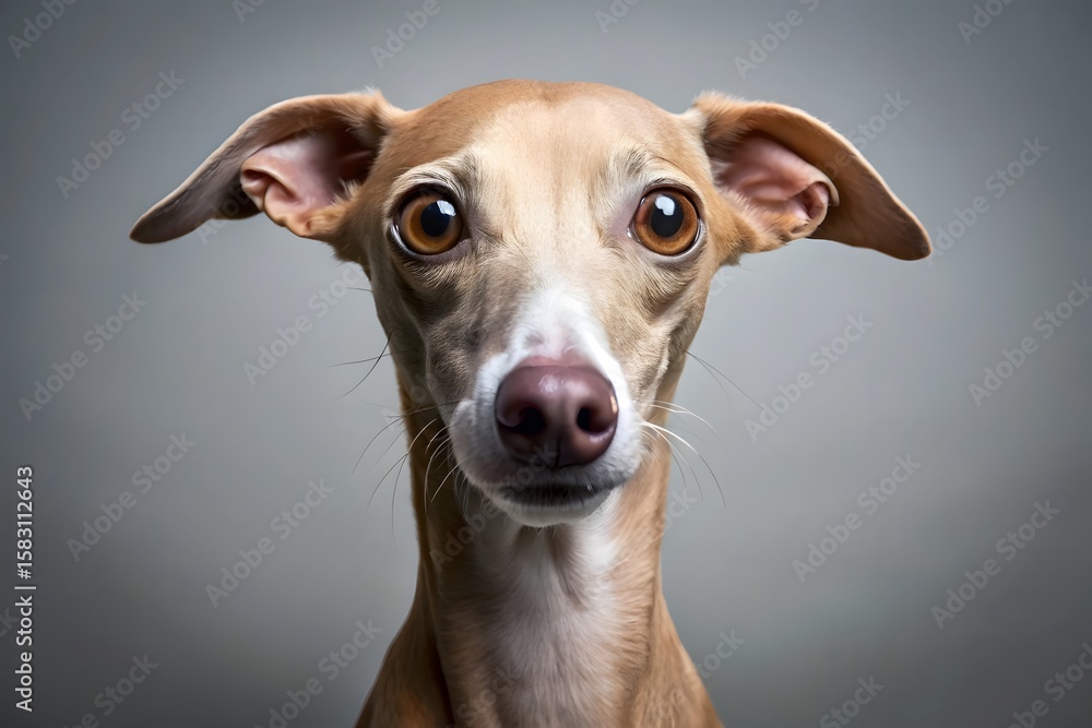 Closeup portrait of an italian greyhound dog with large, expressive eyes Closeup portrait of an italian greyhound dog with large, expressive eyes