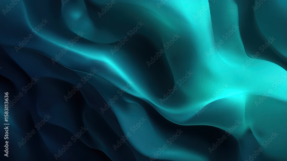 Obraz premium abstract flowing mesh gradient background, liquid forms in Transformative Teal, aqua and dark blue color
