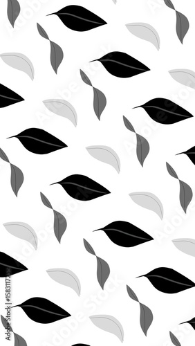 black and white seamless pattern, seamless leaf pattern, wrapping paper design