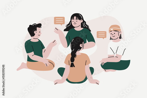 Diverse People Engaged in Constructive Group Discussion Illustration