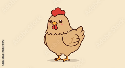 Cartoon Hen Sitting on Eggs in a Nest