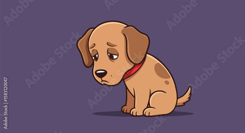  Cute Sad Crying Puppy with Tears Cartoon Illustration
