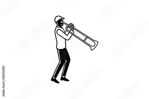Jazz Musician Playing Trombone with Style and Passion Expressed Through a Striking Silhouette Capturing the Essence of Musical Performance and Artistic Expression silhouette