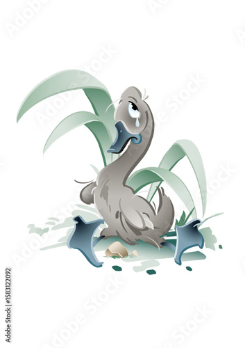 Illustration for the fairy tale by Hans Christian Andersen: The Ugly Duckling