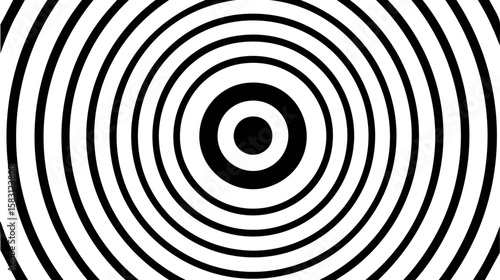 Concentric black and white circles creating an optical illusion