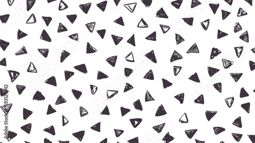Black triangle pattern with sketchy design, abstract art
