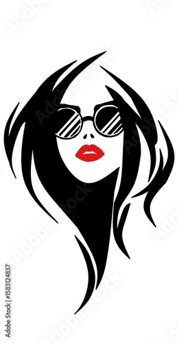 vector illustration of a woman's face wearing glasses