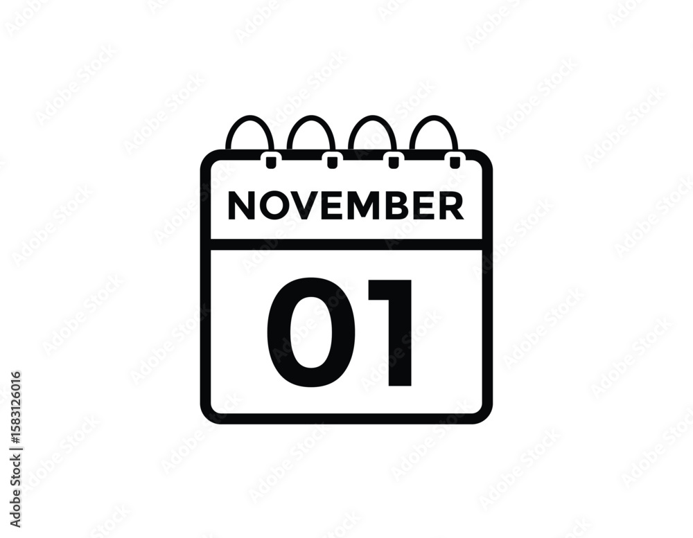 Obraz premium 1 November Vector Icon Design. Date and month vector illustration 