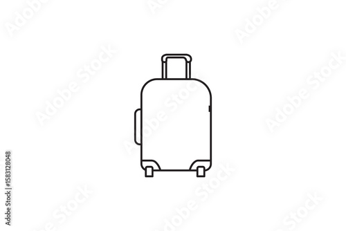 Bottle of perfume, wine, and a vector illustration of a bottle with travel icons like a suitcase, bag, and camera, alongside other objects such as a toaster, plastic, and metal equipment