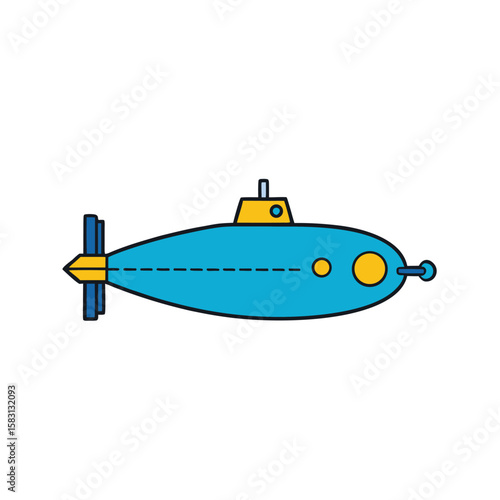 submarine underwater view   clean vector on white 