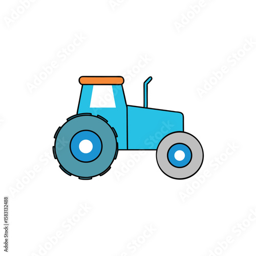 tractor with large rear wheels   vector