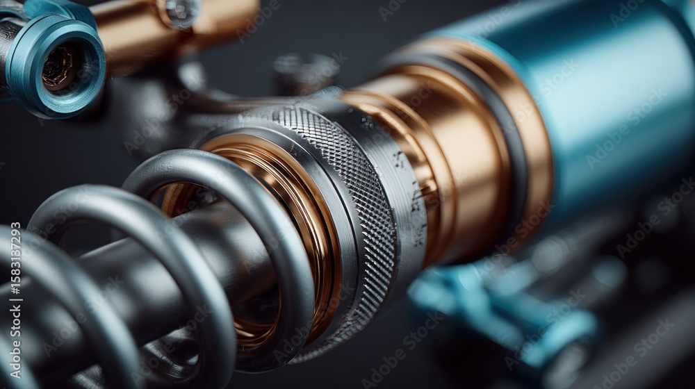 Close-up of detailed industrial mechanism components in metallic gradient Close-up of detailed industrial mechanism components in metallic gradient
