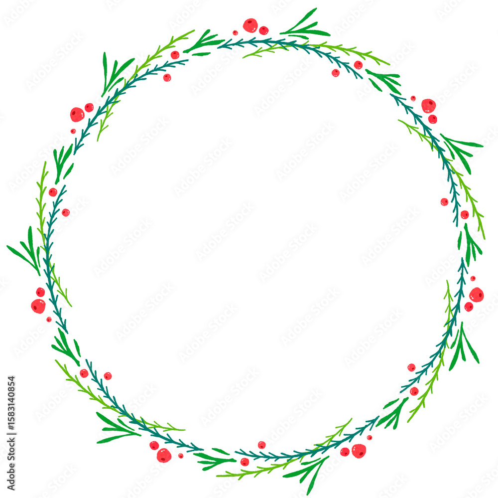 Fototapeta premium Leaf circle wreath frame illustration