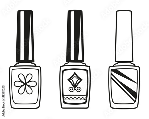 Nail Polish Bottles Set, Cosmetic Products, Beauty Industry Vector Illustration