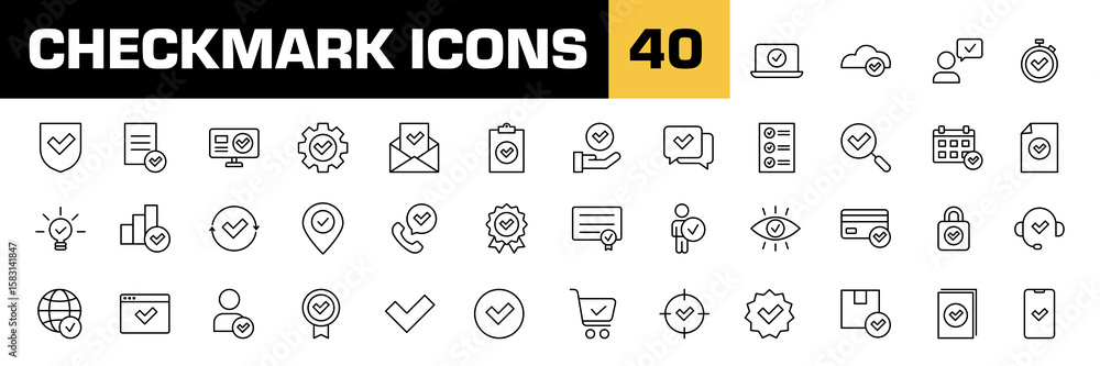Fototapeta premium Checkmark line icon. Check mark vector line set. Isolated checkmark signs. Vector check mark symbol icon.