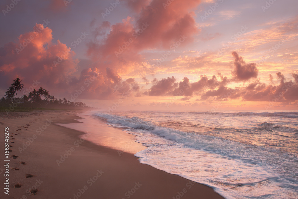 breathtaking sunrise over ocean casting warm hues of orange and pink across sky breathtaking sunrise over ocean casting warm hues of orange and pink across sky