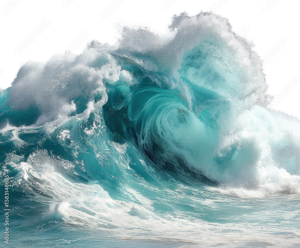 Obraz premium Fierce ocean waves crash against shoreline nature coastal. Isolated on transparent background, png.
