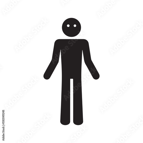 Shrugging stick figure icon, pictogram of person with 'I don't know' gesture, representing confusion or uncertainty.