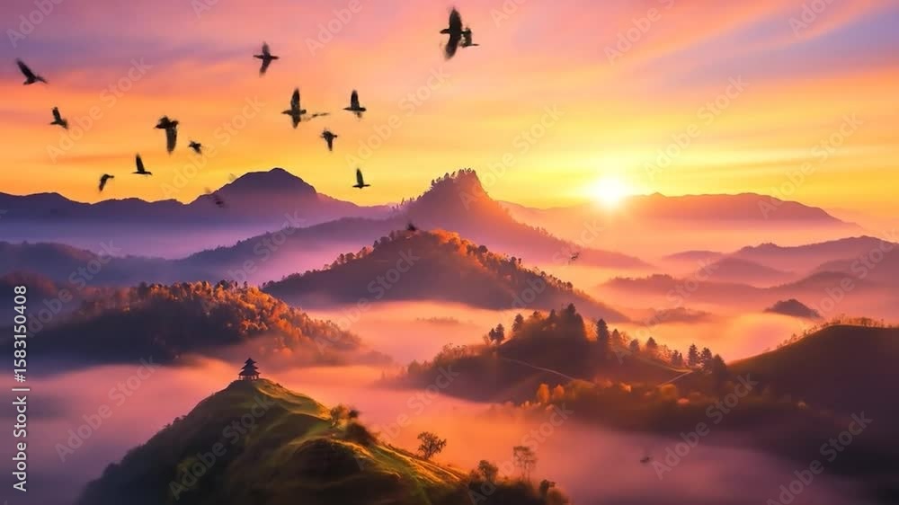 Mountains bathed in dawns golden light Mountains bathed in dawns golden light
