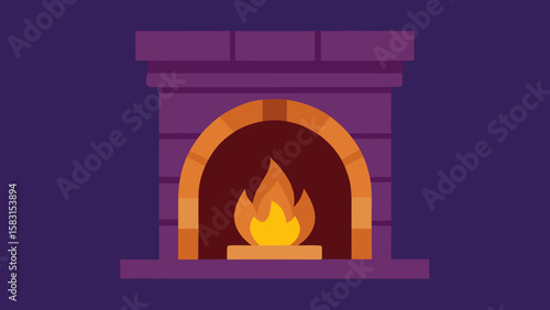 A Cartoon Enchanted Fireplace with a Floating Flame