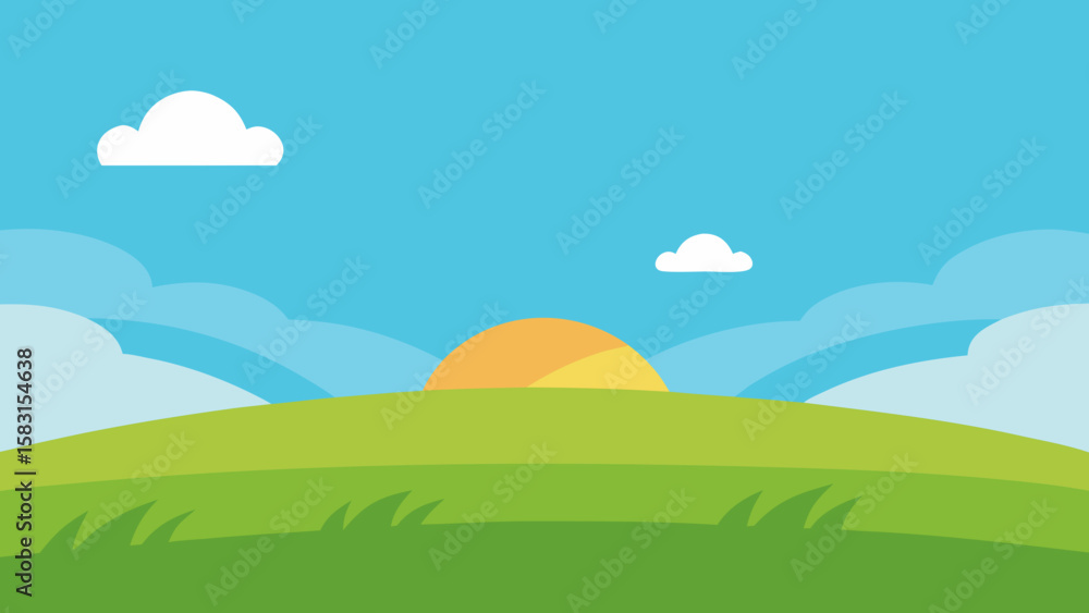 Fototapeta premium Vast Horizon Scene with Grassland and a Bright Sky
