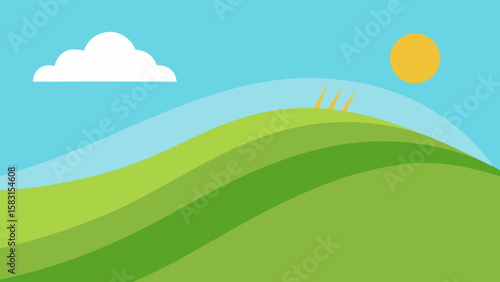 A Sunny Open Hill with Subtle Light Wind Lines