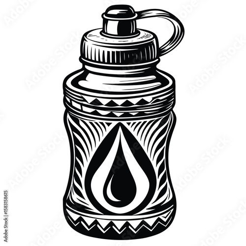 Black and white water bottle silhouette liquid hydration