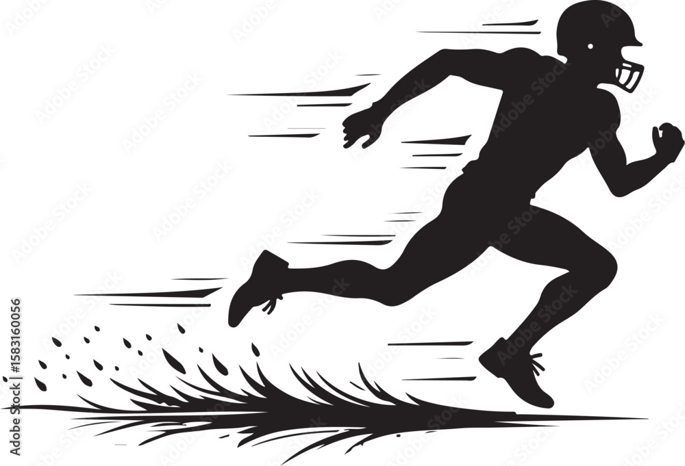 Fototapeta premium American Football Player Silhouette Vector